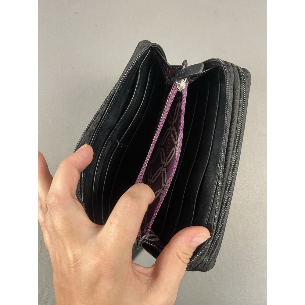 Perlina New York Black Soft Leather Zipper Wallet Clutch NWOT - Picture 10 of 16